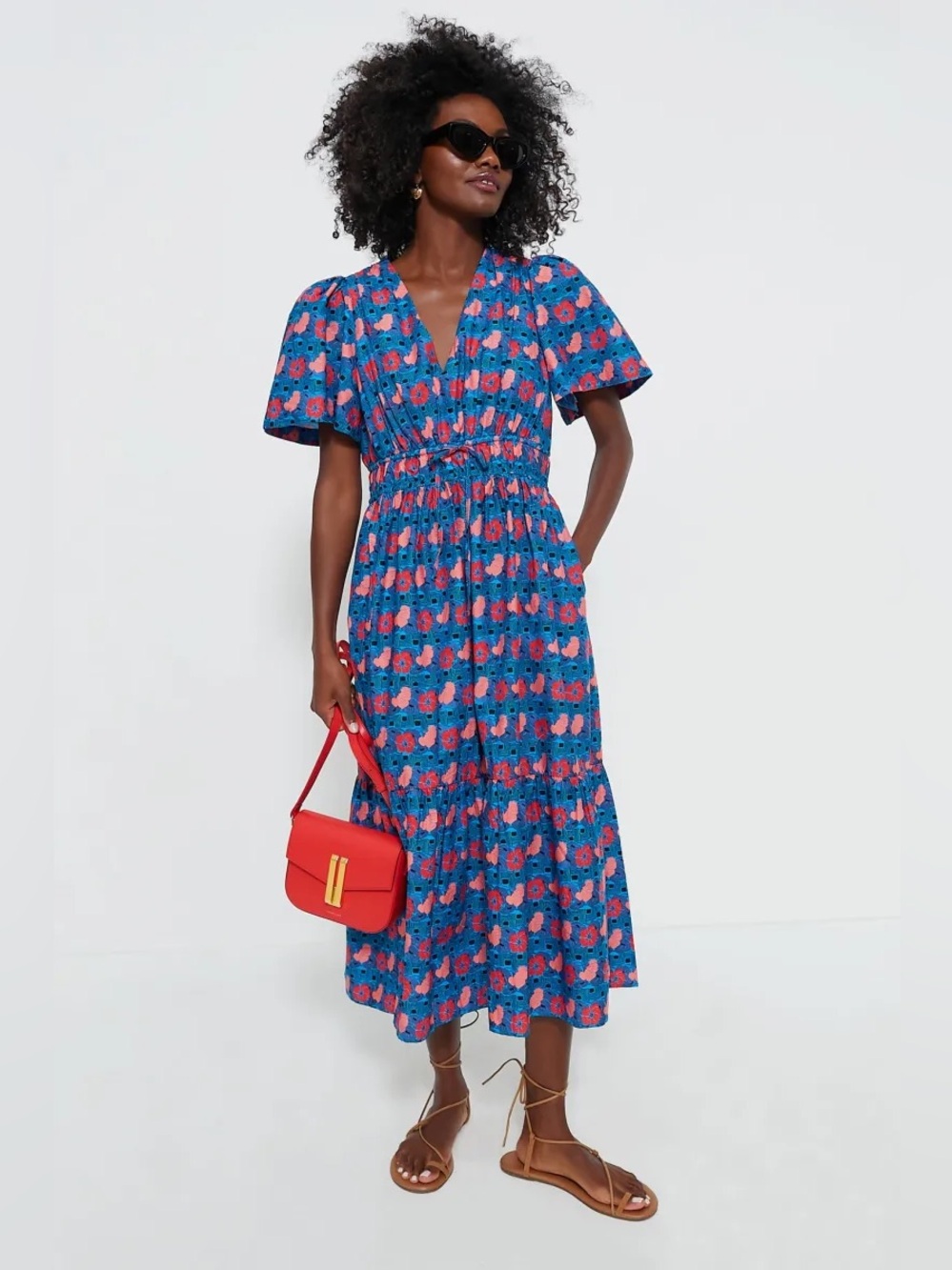 Tuckernuck Blue Floral Maxi Dress with Pink Accents